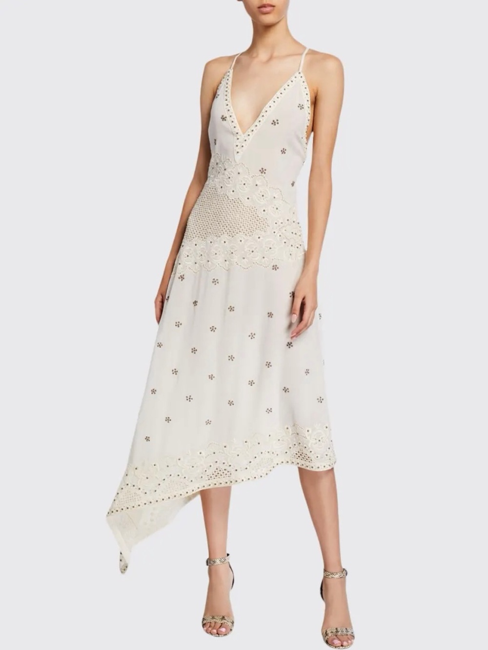 Ramy Brook Layna Sleeveless Asymmetric Eyelet Dress